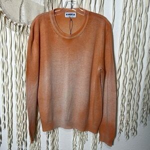 J. Lawrence Khaki's of Carmel Ombre Peachy Orange Cashmere Crewneck Sweater 44